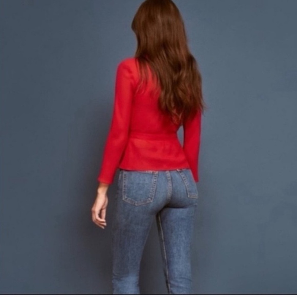 REFORMATION Red Valentine Holiday Date Party Festive “Cherie” Wrap Top - Picture 4 of 10